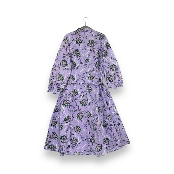 Charter Club Lavender Floral Button Up 3/4 Sleeve Shirt Dress - Picture 2 of 8